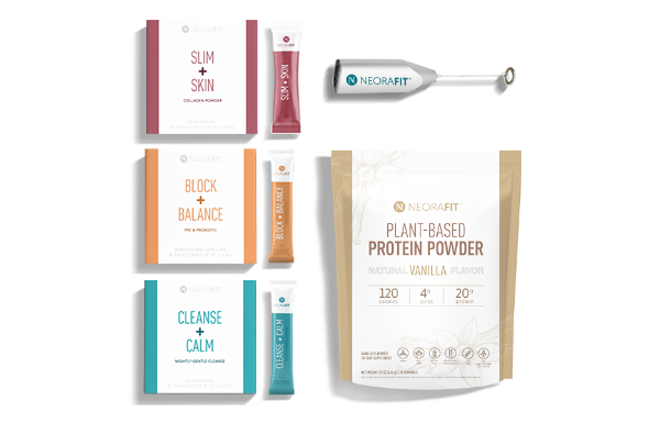 Image display of the NeoraFit™ New Year Reset Program products on a white background.